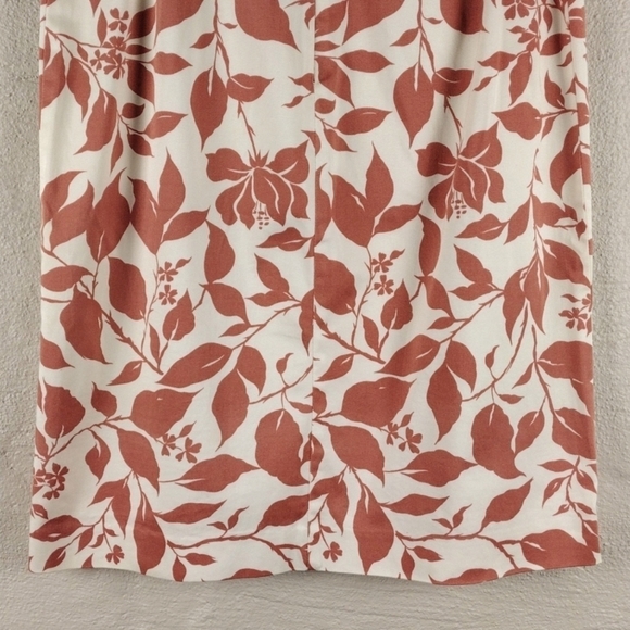 Brooks Brothers 346 Orange White Leaf Pattern Above The Knee Zipper Back Skirt - Picture 8 of 11